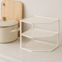 White Steel Rack Corner Shelf Metal Shelf Kitchen Living Storage Stylish