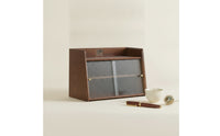 Mug Storage Cabinet with Glass Door areaSaving Countertop Storage Cabinet Retro Furniture for Brew Corner, Desk