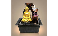 Buddha Fountain 3-Tier Resin Fountain with Bowls Tabletop Decorative for Meditators, Meditation Corner, Living Room