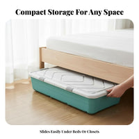 Flat Rolling Storage Bin Low-Height Under-Bed Container Space-Saving for Closet
