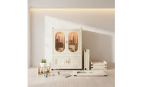 Large Capacity Foldable Plastic Wardrobe Installation-without Charge Collapsible Plastic Wardrobe Heavy Duty Double Door Toy Storage Unit Dust-Proof for Toddlers, Babies, Playroom, Nursery