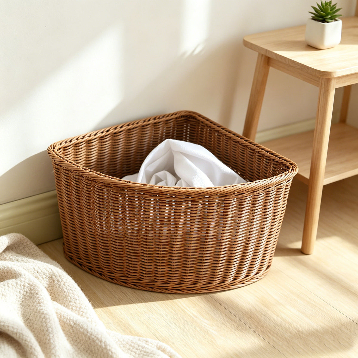 Sector Corner Storage Basket, Triangular Plastic Organizer for Closet