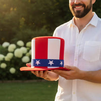 Patriotic Top Hat Star Band Felt Top Hat Cylindrical Crown