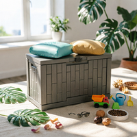 Resin Outdoor Storage Chest Rectangular Outdoor Storage Box Hinged Lid Lockable Container for Patio, Garden, Poolside