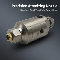 Stainless Steel Two-Fluid Mist, Gas-Water Mixing Nozzle, Industrial Spray Head,  #variant:Fan-shaped Air Atomizing Nozzle with Silencer