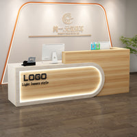 Salon Reception Counter Multifunctional Modern Reception Desk Cashier Checkout Stand Easy to Clean Particle Board Melamine Finish Scratch Resistant Waterproof Suitable for Receptionists Barbershop Retail Store