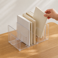 Clear Acrylic Bookends, Non-Slip Dividing Book End for Shelves, Matte Desktop Book Holder for Students & Office