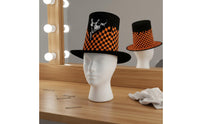 Halloween Top Hat 3D Digital Print Checkered Top Hat Stage Performance Dressing up Accessory for Costume Party