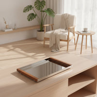 Stainless Steel Tray with Wood Handles Rectangular for Hosts
