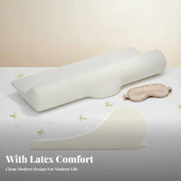 Breathable Latex Pillow Double Height Contour Ergonomic Neck Pillow High and Low Profile for Side Sleepers, Adults, Sleeping, Sleep