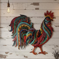 Metal Cockerel Wall Decor Easy to Hang Metal Cockerel Wall Art Colorful House Decoration for Entryway, Porch