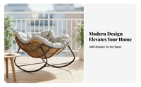 Upholstered Rocking Chair Gentle Rocking Motion Lounge Seating High Spine Support MoGermanrn Aesthetic