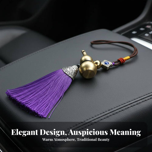 Colorful Tassels Car Rearview Mirror Ornament Versatile Use Brass Gourd Hanging Ornament Symbol of Prosperity for Women, Gift Givers