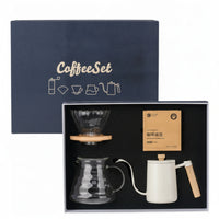 Pour over Kit with Kettle Manual Dripper with Wooden Hoop Gooseneck for Office