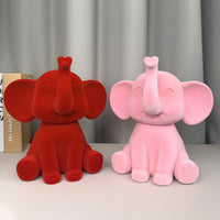 Flocked Resin Elephant Figurine with Heart