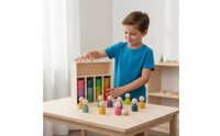 Color Sorting Peg People Toy Sleek Burr-without Cost Edges Wooden Color Sorting Set Wooden Peg Doll Assembling Set
