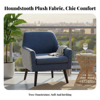 Nordic Aesthetic Upholstered Armchair High Backrest Upholstered Armchair with Wood Legs Mid-Century-Century Modern Design Single Sofa Thickly Cushisingled for Homeowners, Interior Designers, Study Room, Bedroom, Hotel Lobby, Reception Area