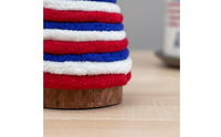 Independence Day Cone Tree Handmade Independence Day Tabletop Decor Rustic Wood Base Yarn Wrapped Cone Decoration for Tiered Tray, Mantel, Shelf