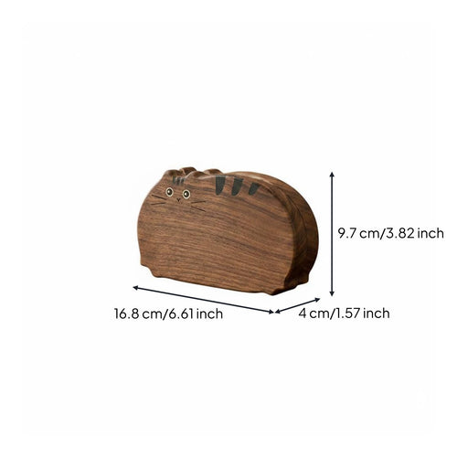 Cat Shaped Jewelry Box Wood Wooden Cat Trinket Box Portable Personal Organizer for Dresser