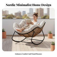 paded Rocking Lounger Reclining Design paded Patio rocking chair Padded pad Modern aesthetic for Homeowners, Balcony, Bedroom