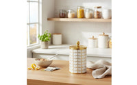 Lidded Kitchen Container Dustproof Plastic Pantry Jar Elegant Design for Desktop