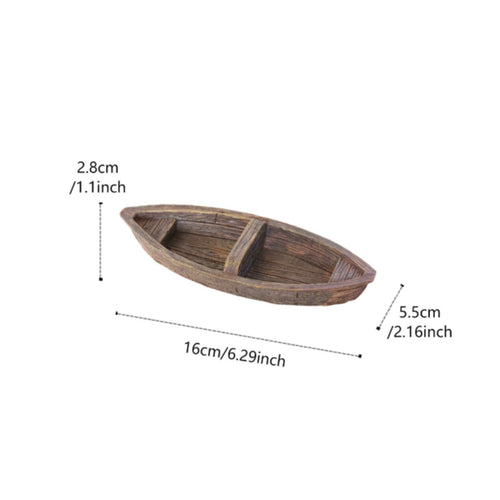 Pond Landscape Boat Realistic Wood Texture Garden Decor for Courtyard