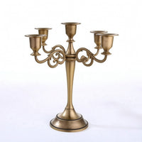 Five-Arm Candelabra Weighted Candles Vintage-Style for Weddings, Dining Table