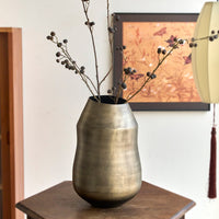 Indian Imported Aluminum Antique Bronze Flower Vase Ornament for Chinese-Style Showroom Living Room Entryway