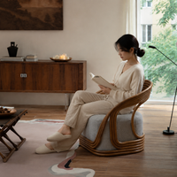 Rattan Chair, Lounge Chair, Single-seat Chair, Wicker Chair, With Armrests, High Back, For Hotel Lobby, Living Room