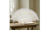 Lace Folding Fan Ornate Handheld Fan with Loop Elegant for Weddings, Photoshoots