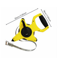 Stainless Steel Surveyor's Tape Waterproof opening Reel Tape Measure Rustproof for Surveyors, Contractors, Large Area Measurement