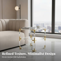 C-Shaped Tray Table Light Luxury aesthetic Nightstand Transparent Top Sturdy for Students, Living Room