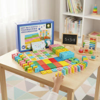 200 Pieces Early Math Tile Game Wood Number Tile Game Tiles Counting Skills Number Match Dominoes for Preschool, Classroom