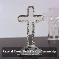 Minimalist Design Crystal Cross Ornament Giftable Crystal Standing Cross Symbol of Faith for Christians, Women, Desktop, Prayer Room, Office