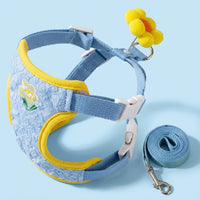 Small Dog Harness and Cat Walking Set with Plaid Hat, 3-Piece Pet Walking Set for Outdoor Training, Non-Retractable Dog Walking Set for Gear