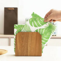 Wooden Napkin Holder Rectangular Upright Tissue Organizer Easy to Grab