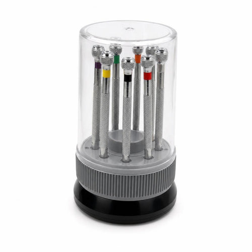 Screwdriver Set with Rotating Stand Dustproof Tool Different Sizes Tools for Watchmakers