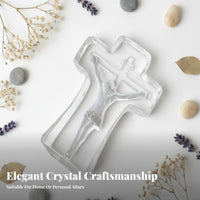 Minimalist Design Crystal Cross Ornament Giftable Crystal Standing Cross Symbol of Faith for Christians, Women, Desktop, Prayer Room, Office