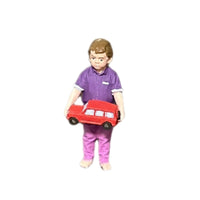 Miniature Child with Toy Car Hand-Painted Standing Boy Figure Tiny Figurine for Hobbyists, Collectors