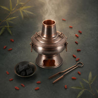 Traditional Beijing Hot Pot Fitted Lid Cooking Utensil Hammered Metal