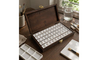 60-Slot Storage Box Hinged-Lid Bamboo Storage Box Dark Wood