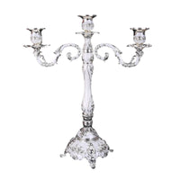 Candle Holder with Three Cups Embossed Candelabra with Arms Decorative