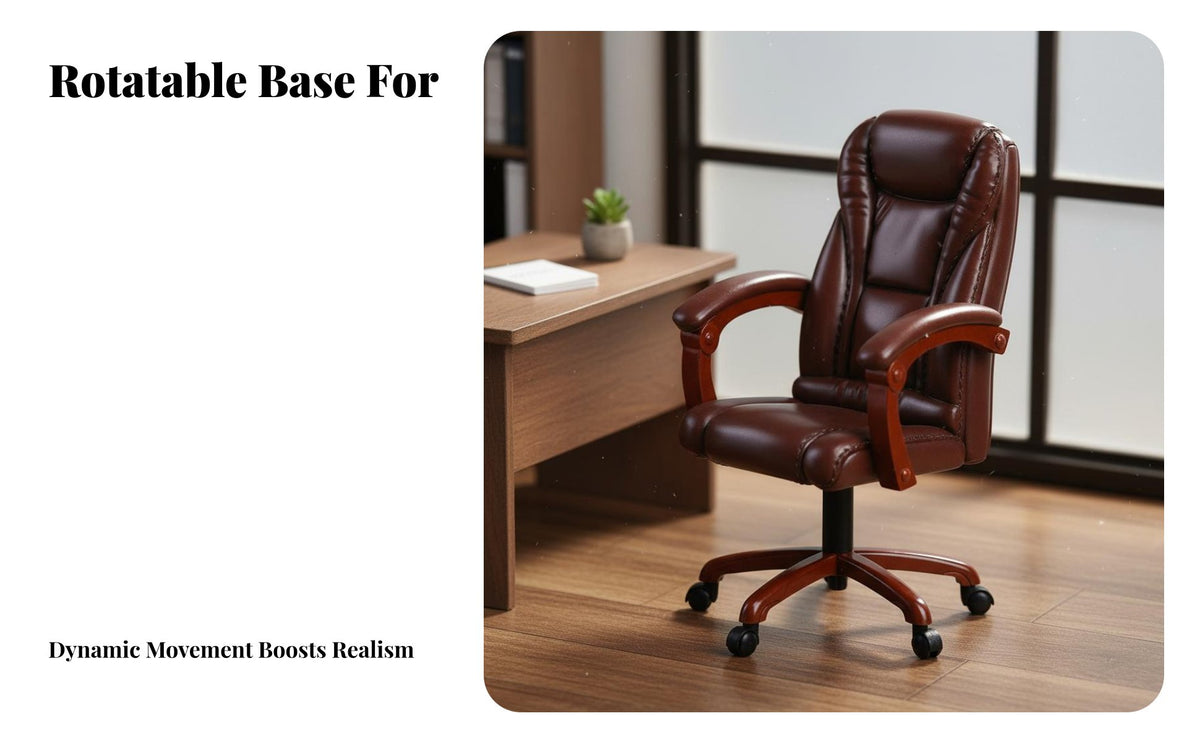 1/6 Scale Office Chair High-Rear 1/6 Scale Rotate Chair Model Furniture Realistic Design for Hobbyists