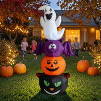 Illuminated Stacked Inflatable Character Lighted Inflatable with LED Lights Tall Decoration Outdoor for Yard, Lawn, Porch