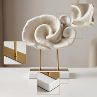 Cloud Sculpture on Stand Textured Cloud Statue with Metal Base Abstract