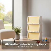 Front-Opening Container Easy Retrieval Organizer Box Stackable Design Space Saving for Parents, Families, Playroom, Bedroom