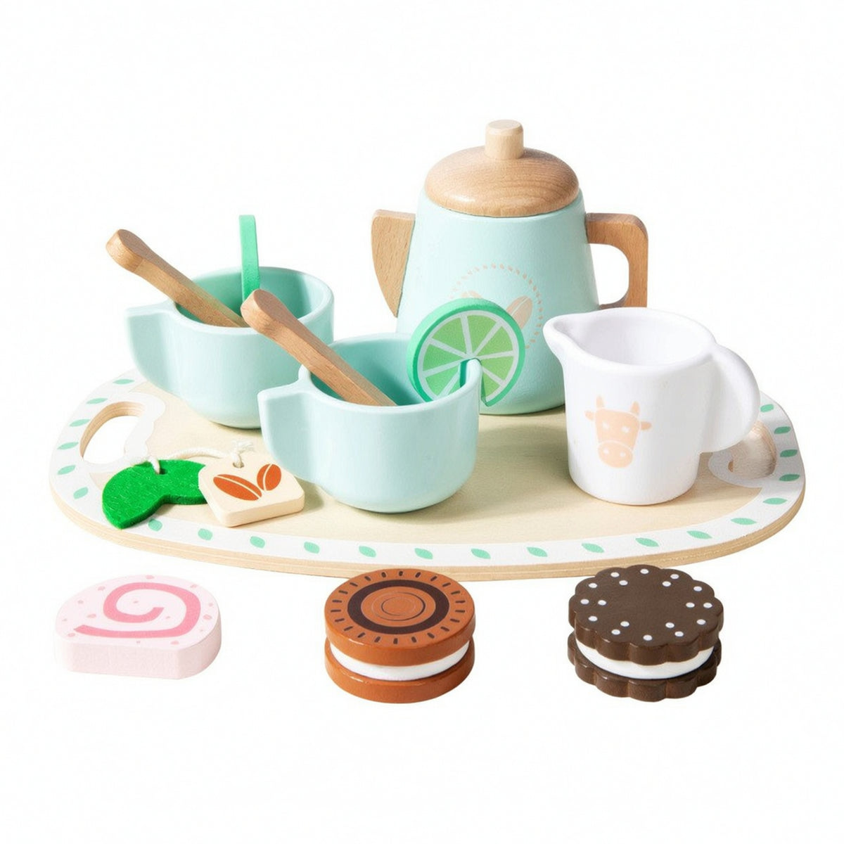 Wooden Tea Party Set Imaginative Tea Party Set Realistic Toy for Young Children, Playroom