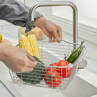 Sink Strainer and Dish Drainer for Kitchen, Stainless Steel Sink Drainer Basket, Fine Mesh Food Waste Catcher, Modern Minimalist Style Design