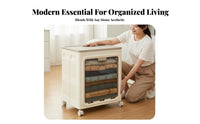 foldable Fabric Box Foldable Lidded Bin with view panel Stackable for Living Room
