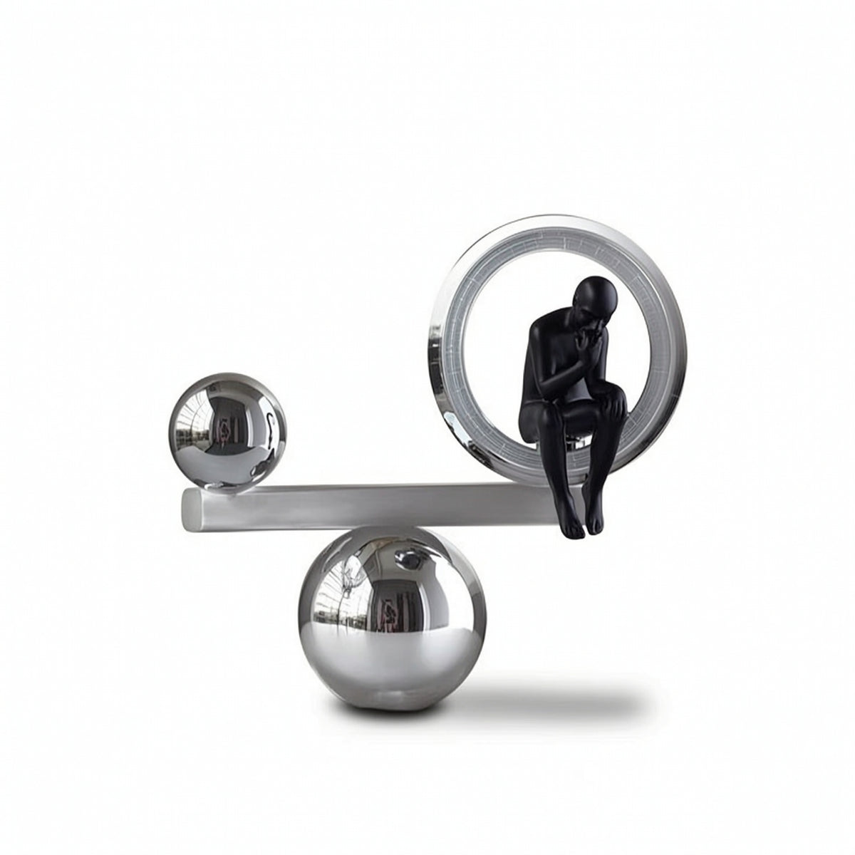 Modern Ornament with Human Figure Elegant Abstract Sculpture Artistic Figurine for Office Desk, Study